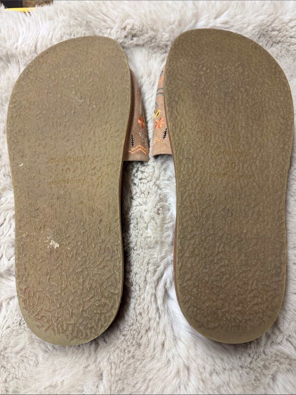 Johnny Was Watipaso Embroidered Suede Slide Sandals Tan Size 10 - Picture 8 of 13